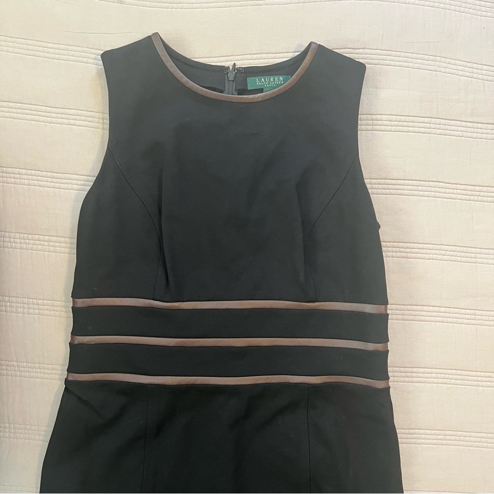 Lauren Ralph Lauren Black Dress with Leather Striped Accents - Picture 4 of 10
